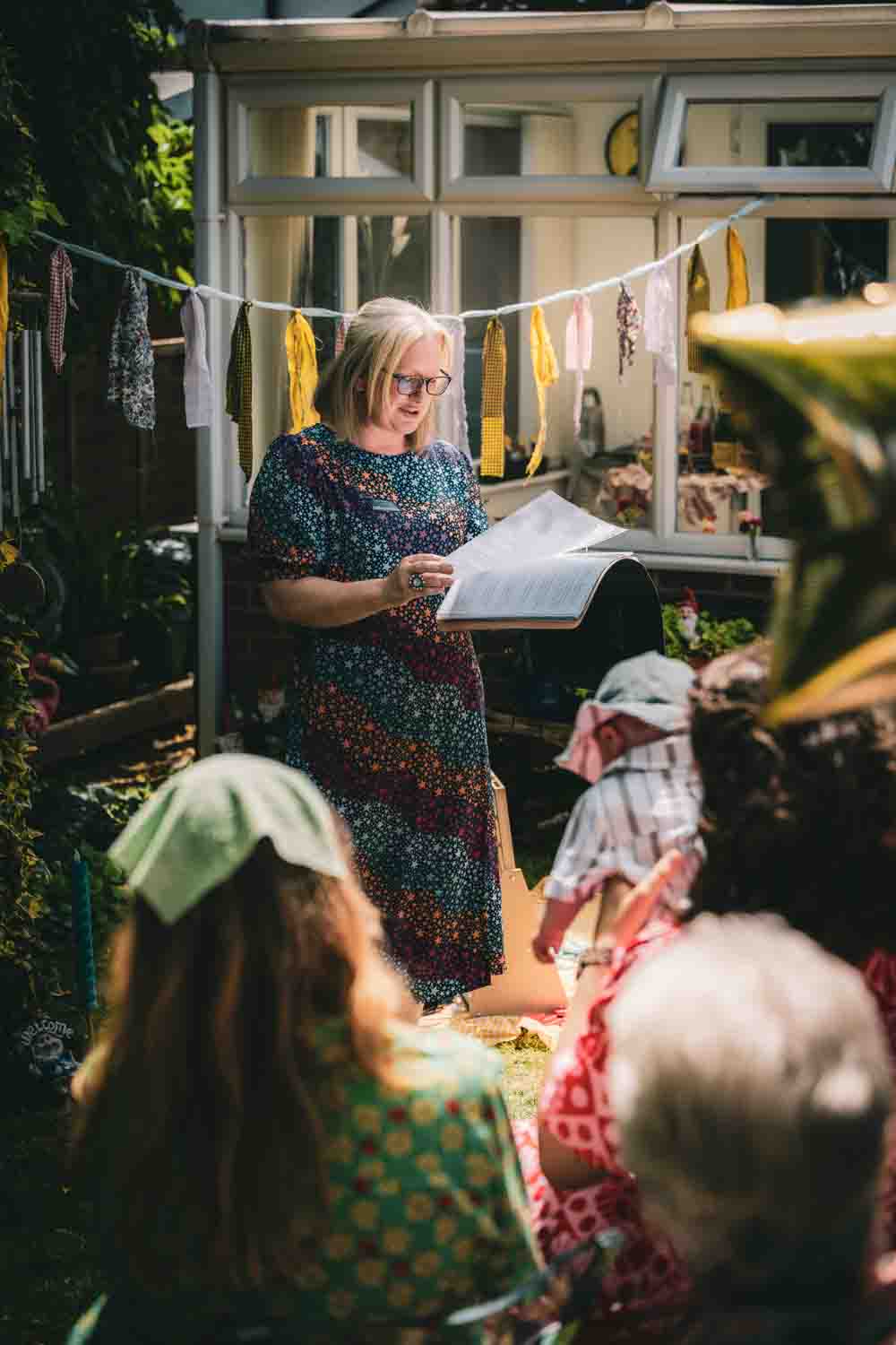 Deb Reed Celebrant Colchester Essex, officiating at a baby naming ceremony